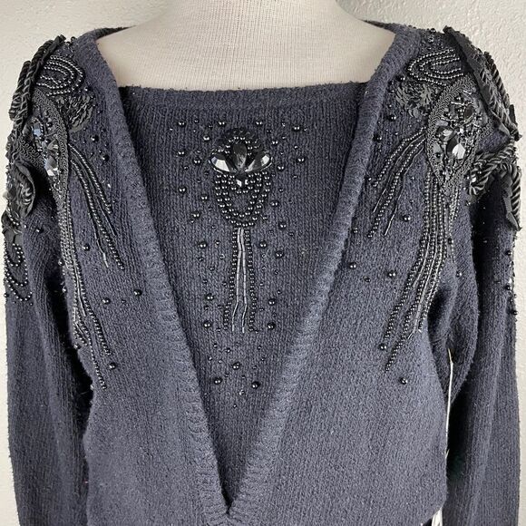NWT Raoul Black Handed Embroidered Sweater Top - Picture 2 of 8